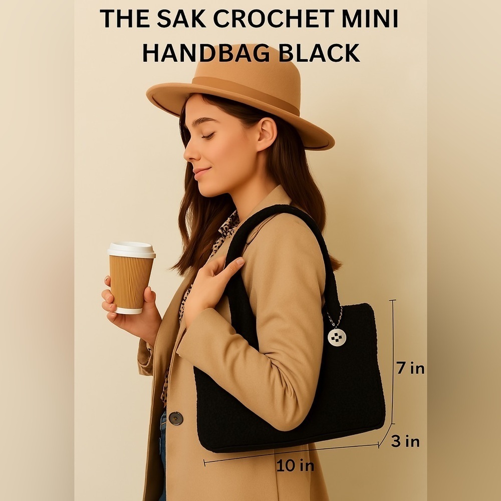 The Sak Crochet Mini Handbag Black